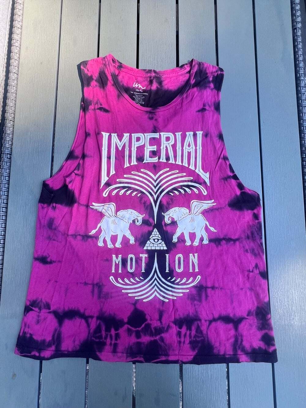 Imperial Motion Tie Dye Tank Top L Pink Purple Made USA Graphic Muscle Shirt